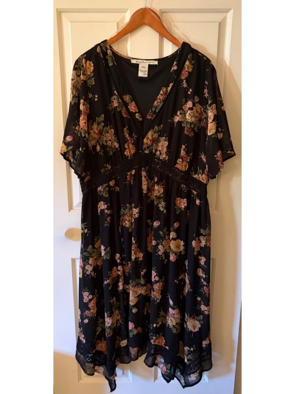 American Rag Floral Midi Dress Size 2X Multi-colored Bohemian Short Sleeve - Picture 2 of 12